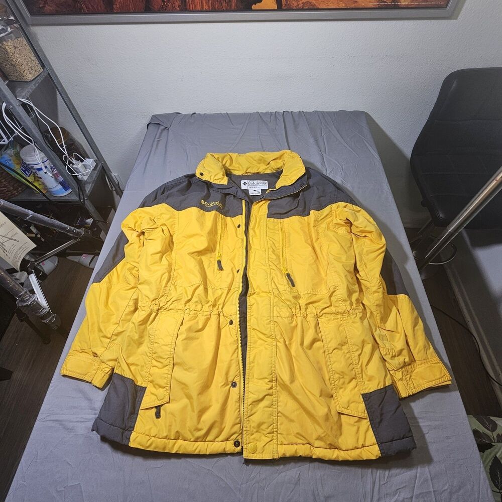VTG Columbia Sportswear Core Interchange Ski Jacket Mens L Yellow Gray Gorpcore